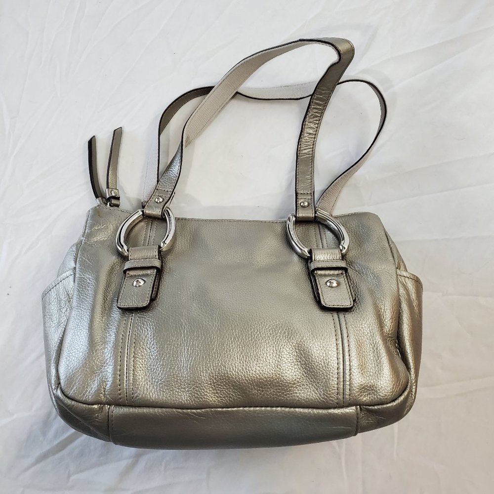 Tignanello Leather Metallic Silver Handbag